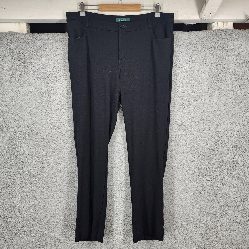 Lauren Ralph Lauren Womens 16W Black Slim Leg Stretch Pants Professional Career